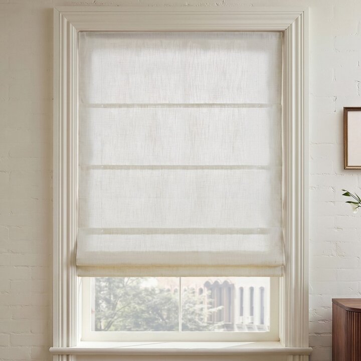 Madison Park Emery Cordless Roman Shade in Ivory, 34x64" MP40-9051