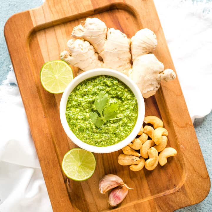 cilantro pesto and its ingredients