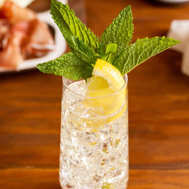 rebujito sherry cocktail with lemon and mint garnish