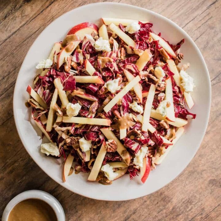 apple radicchio salad with pecans and gorgonzola cheese