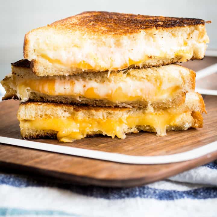sliced grilled cheese sandwiches