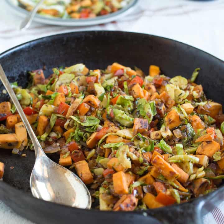 breakfast sweet potato hash with fried eggs, via goodfoodstories.com