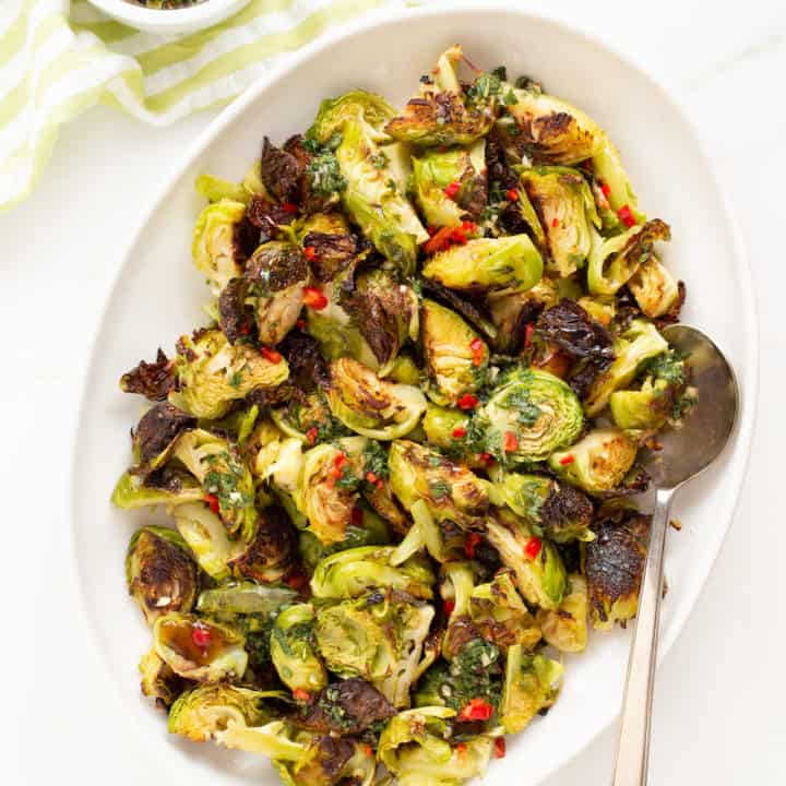 roasted brussels sprouts with sweet and salty dressing