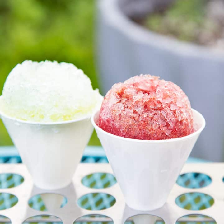 homemade lemon-lime and cherry sno cone syrups