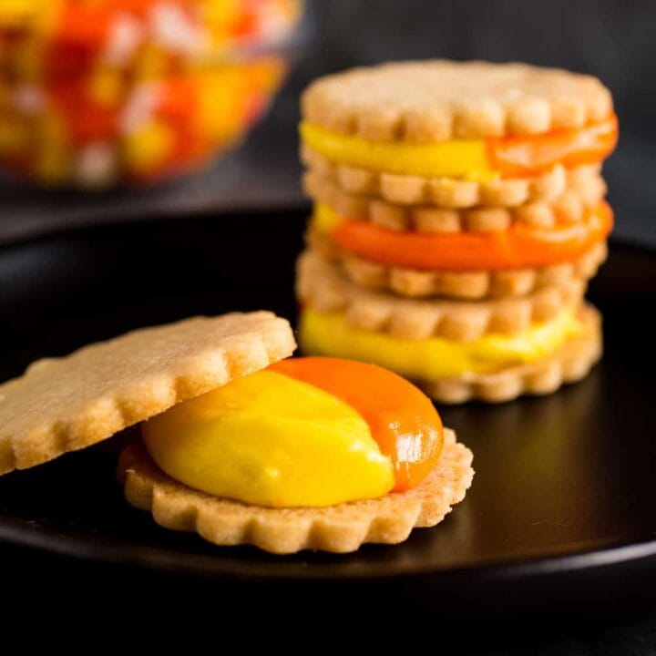 candy corn Oreo cookies with orange and yellow filling