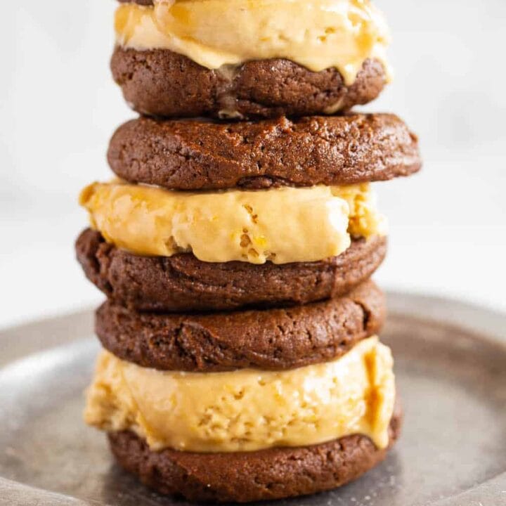 stack of maple gingerbread ice cream sandwiches