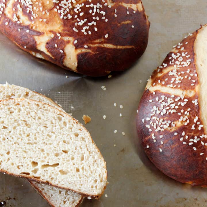 pretzel bread and pretzel roll recipe, via goodfoodstories.com