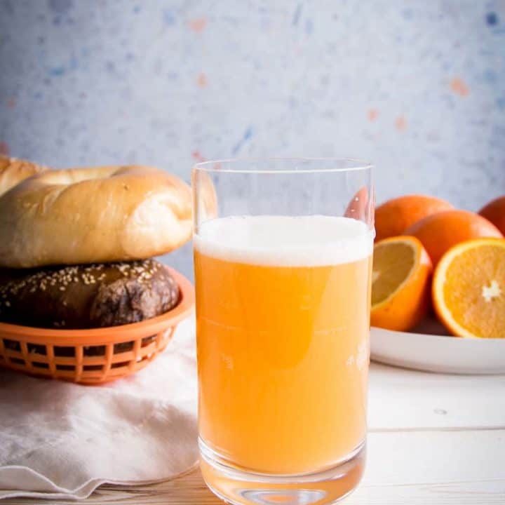 orange juice shandy with bagels