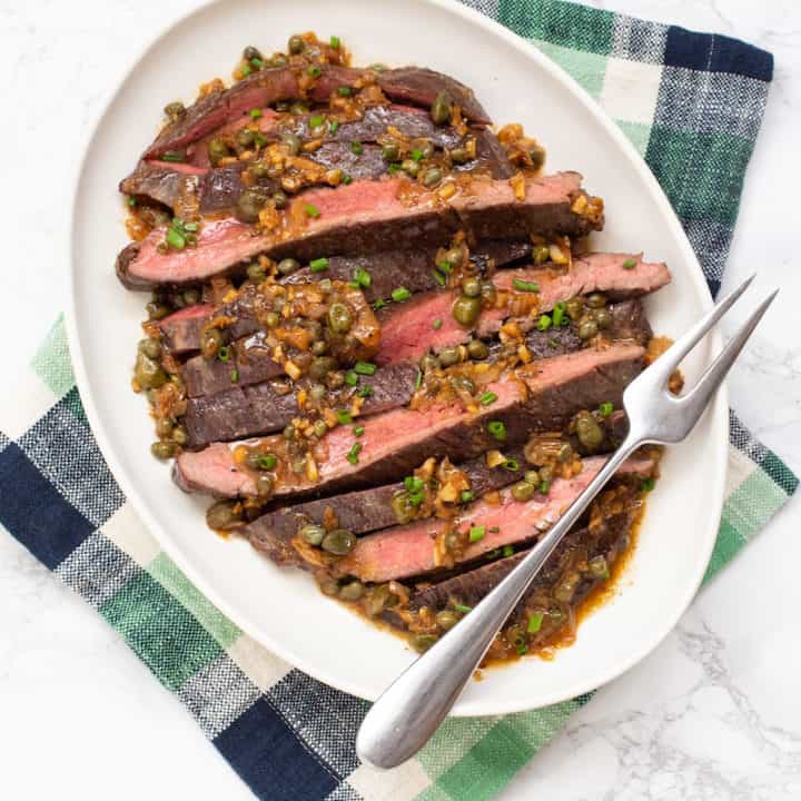 Steak with caper sauce