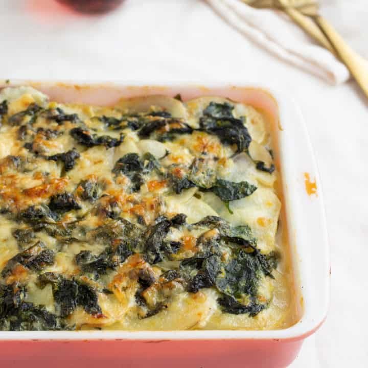 celery root spinach gratin