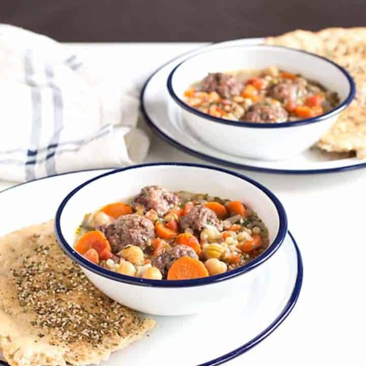 Meatball Lentil Soup with Chickpeas and Tomatoes