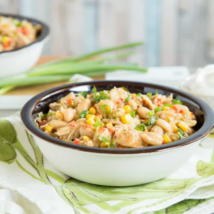 white chicken chili for the Instant Pot or stovetop, via www.www.goodfoodstories.com