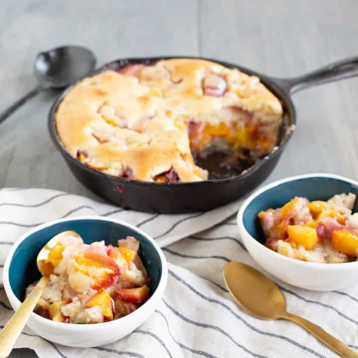 peach cobbler cake with rosemary, via www.goodfoodstories.com