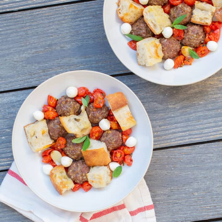 sheet pan meatball parm dinner