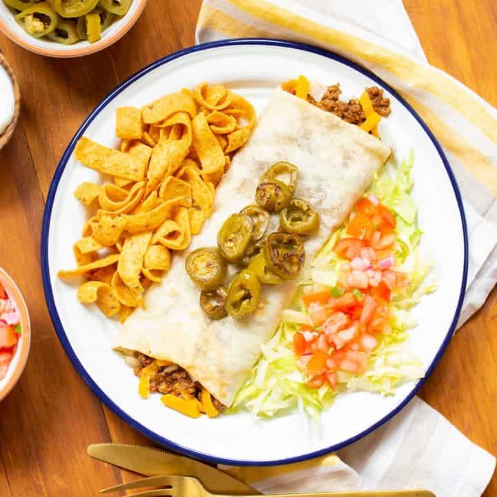 Texas-style chili cheese burrito