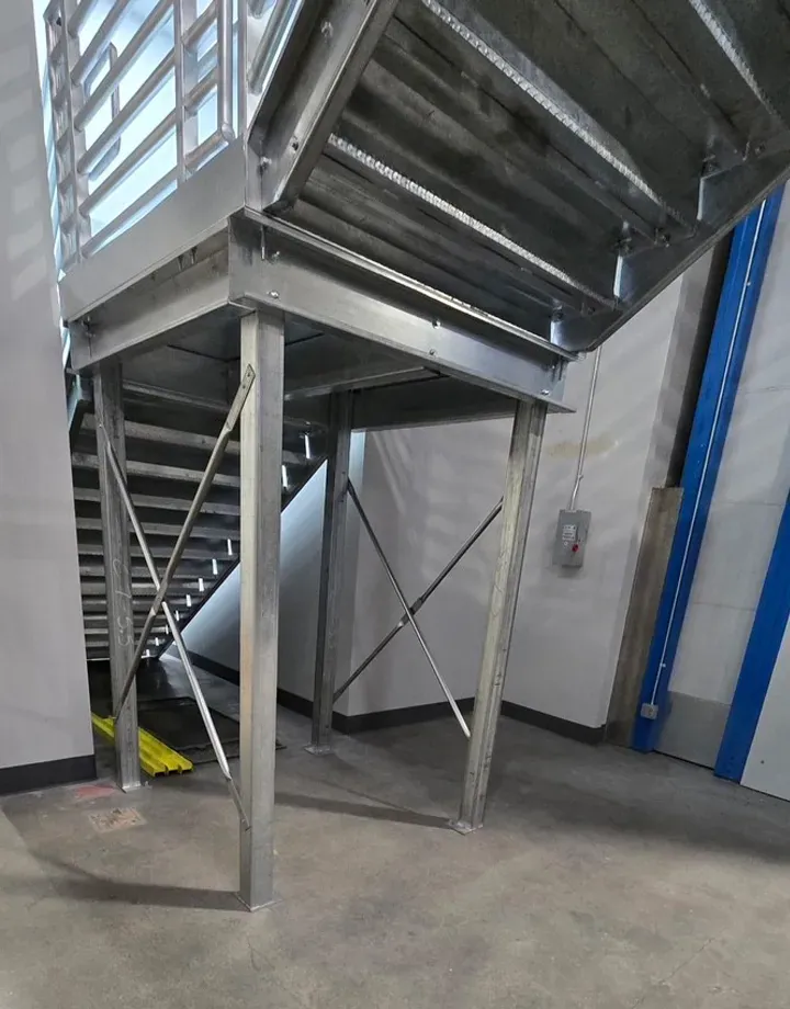 Custom Industrial Steel Stairs by FCP - image shows Structural Posts and Beams