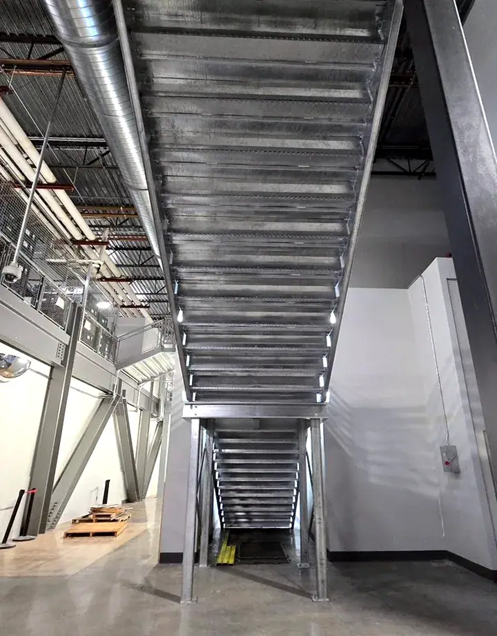 Custom Industrial Steel Stairs by FCP - image shows Structural Posts and Beams