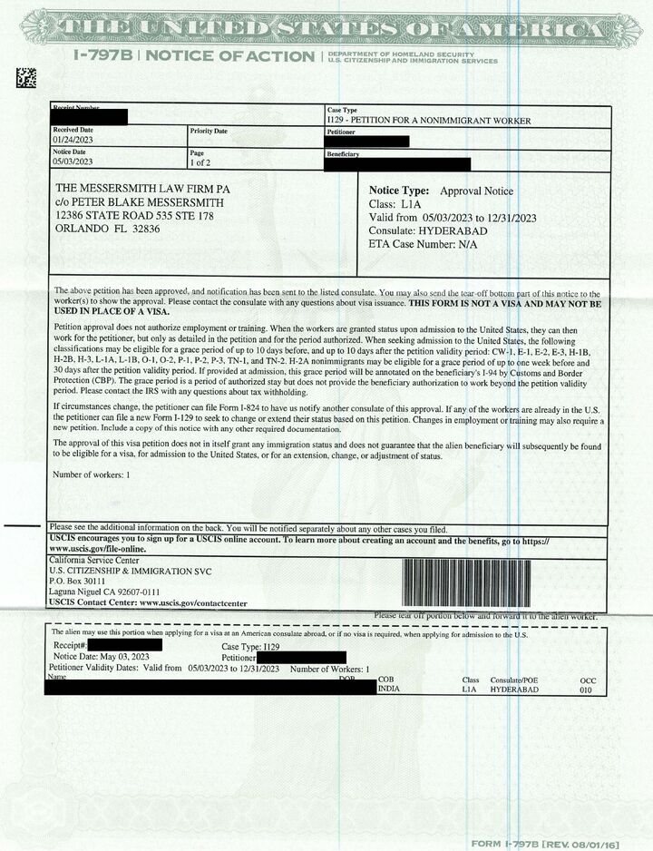 L1 Visa Approval