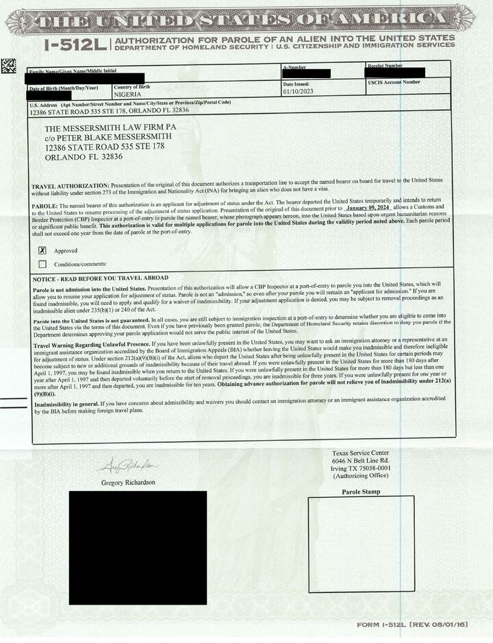 Immigration Petition Approval