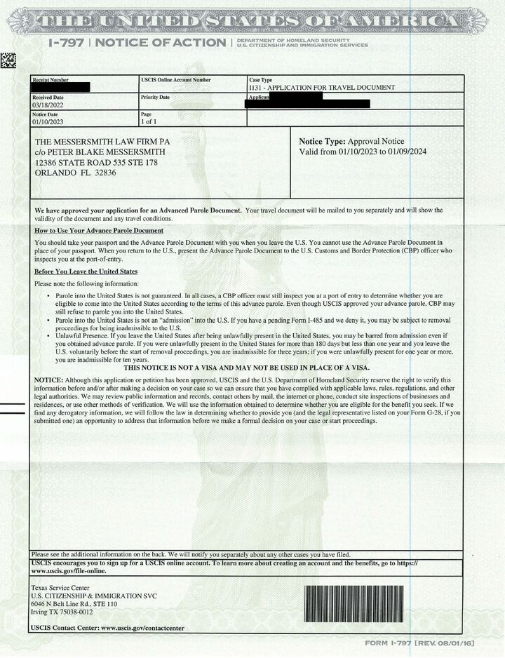 Immigration Petition Approval
