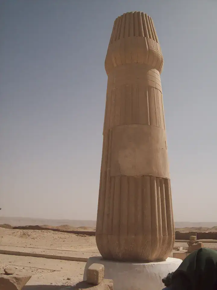Reconstructed column at the Small Aten Temple in Tell el-Amarna