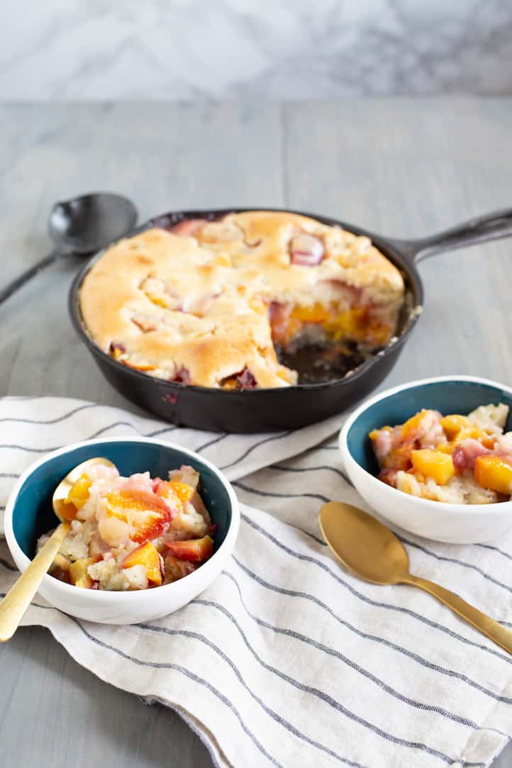 peach cobbler cake with rosemary, via www.goodfoodstories.com