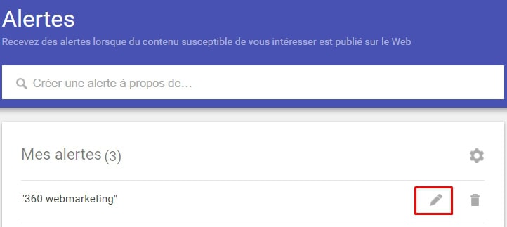 Google alertes modification