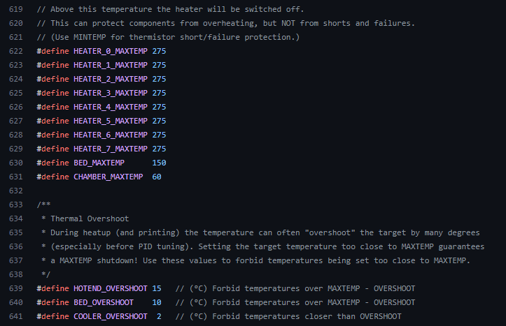 marlin firmware max hotend temperature