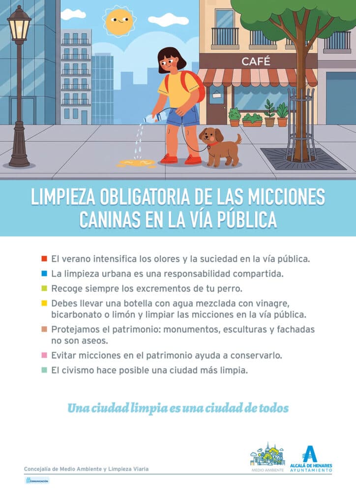 Limpieza de micciones de perros en monumentos de Alcalá de Henares