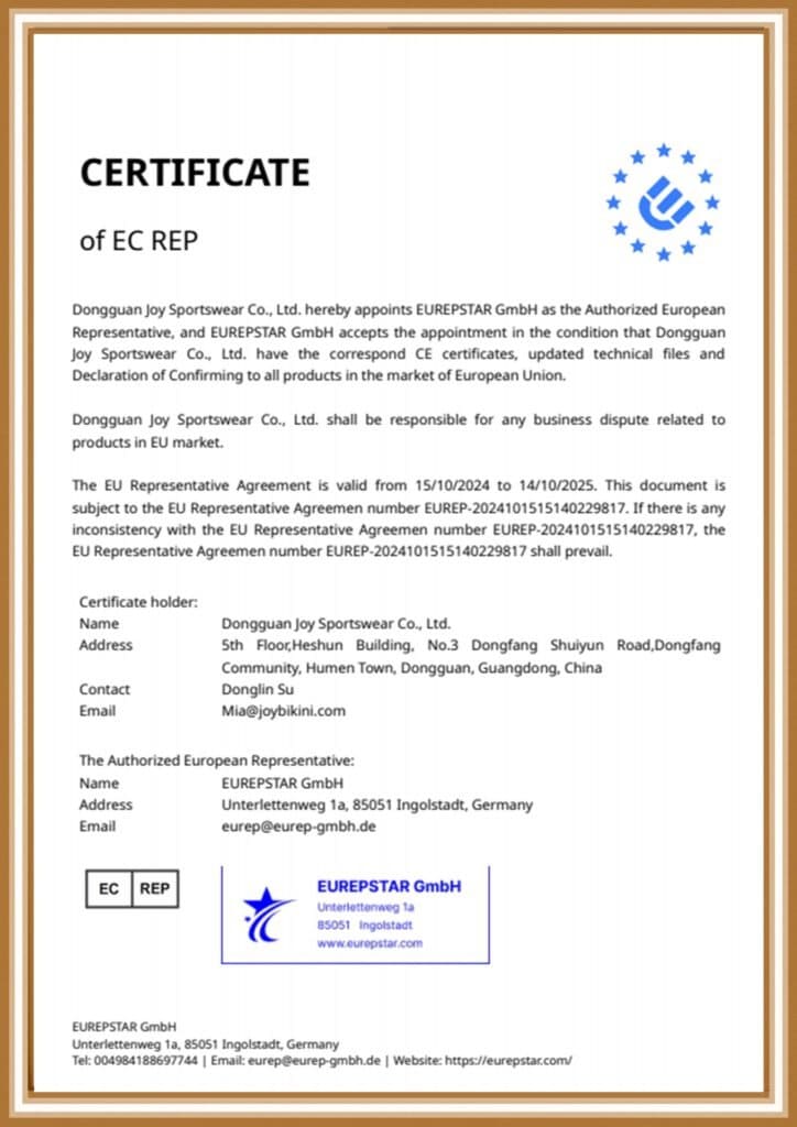 EC REP Certificate