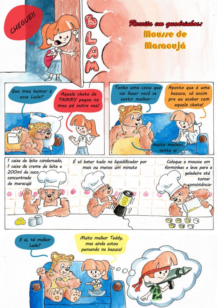 Receita em quadrinhos de Mousse de maracujá