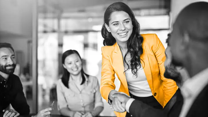 Woman Orange Jacket Rectangle