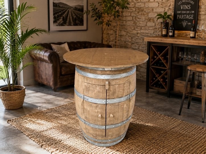 Bar Barrique Table tonneau Rustique