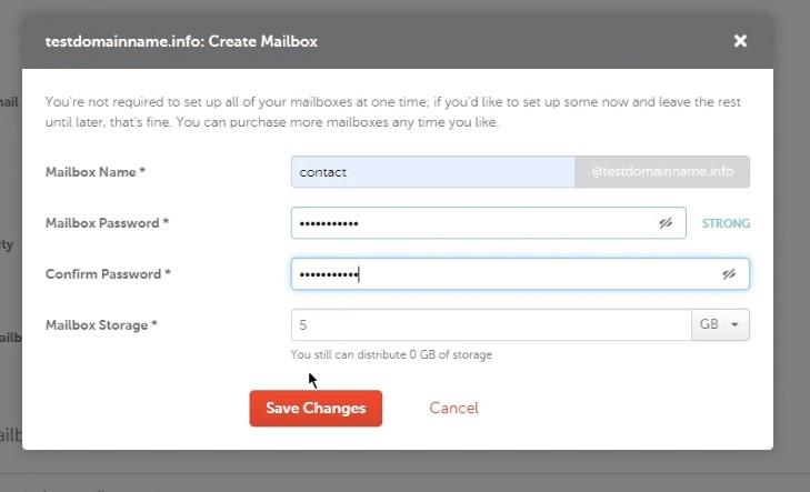 namecheap.com create a mailbox password