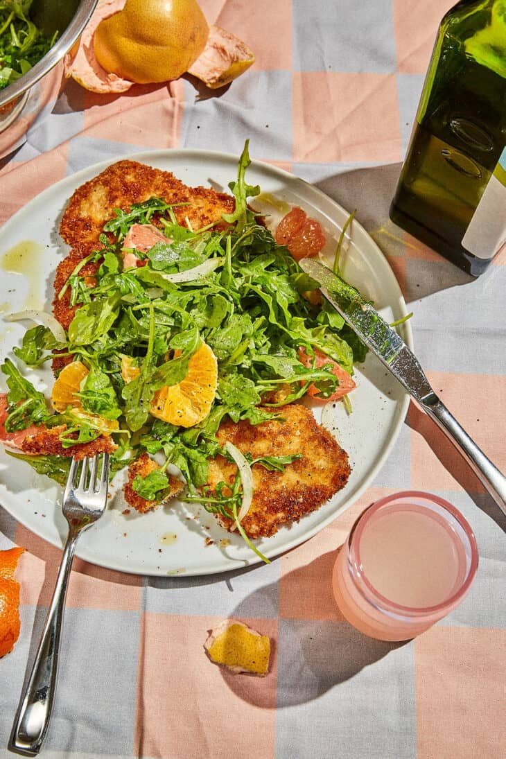 Fried Pork Cutlets and Arugula Salad