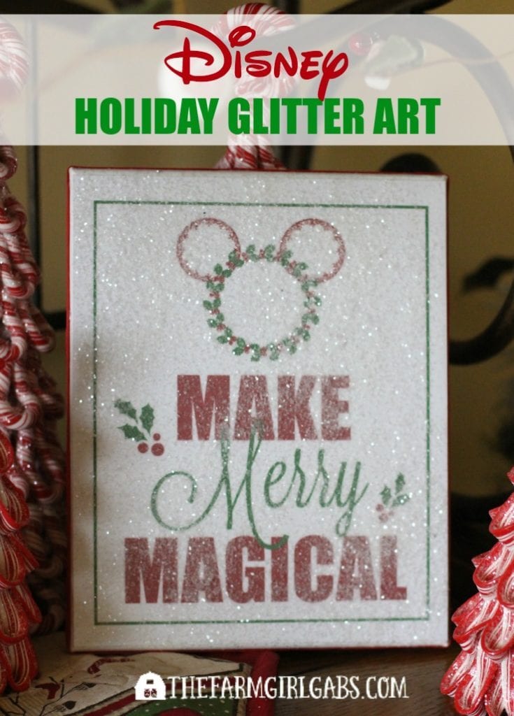 Add some magical sparkle to your Christmas decor this year. This Disney Holiday Glitter Art is a simple craft project. A free printable is included too.