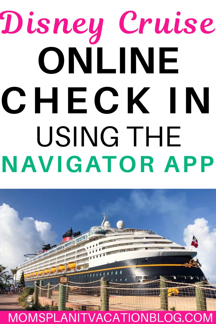 disney cruise ship with text overlay disney cruise online check in using the navigator app