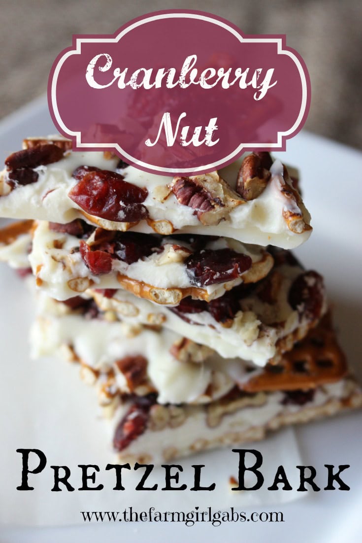 Cranberry Nut Pretzel Bark is an addictive and easy to make candy treat. This recipe is perfect for gift-giving at Christmas or any time of the year.