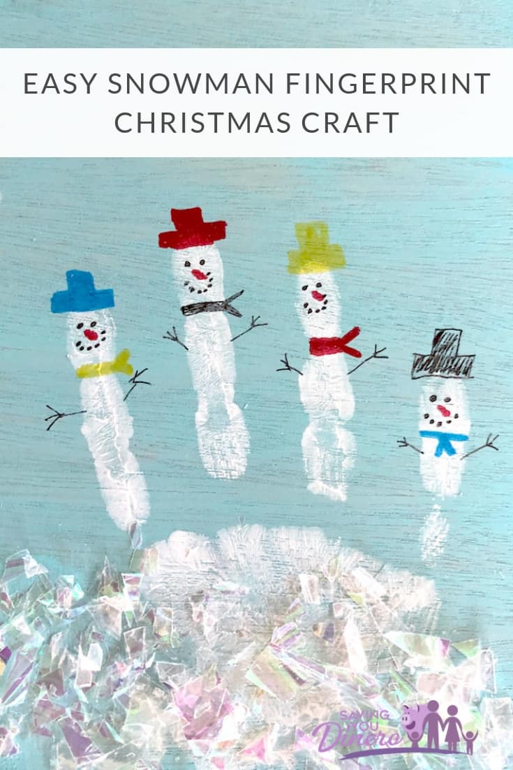 Are you looking for an EASY SNOWMAN FINGERPRINT CHRISTMAS CRAFT? This is it! You can do it with you kids or in a classroom full of kids. It's a great DIY Art project to do with kids. It uses their handprint to make the snowman. #SYD #DIY #ChristmasCraft #DIYChristmas