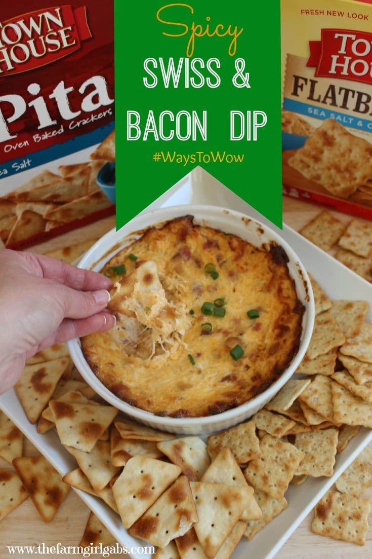 Spicy Swiss & Bacon Dip with Town House Crackers is a perfect dip recipe for entertaining, especially during the holidays! Your guests will be coming back for more. #WaysToWow