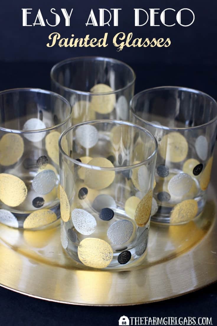 Create these vintage-inspired, Easy Art Deco Painted Glasses To Celebrate Awards Season. Toast the Old Hollywood style with these DIY glasses. [Ad] #AwardWithSavings