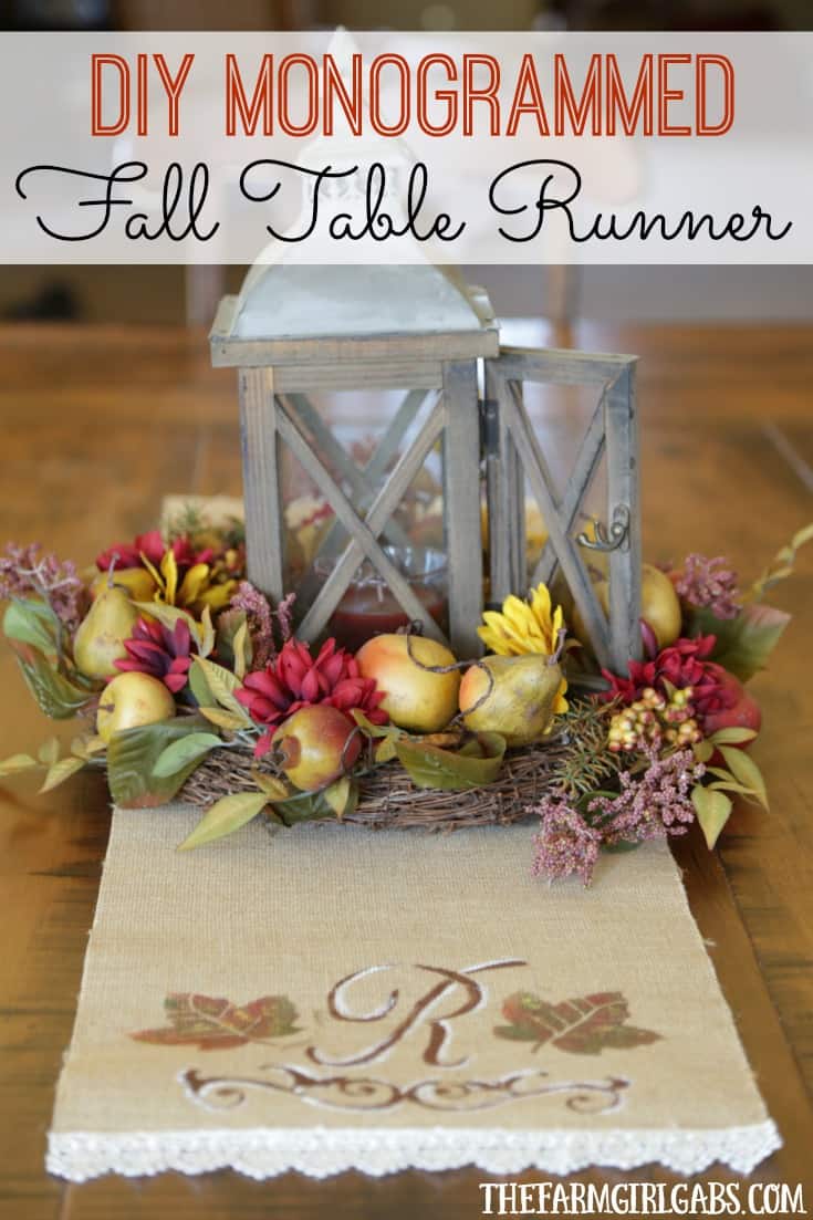 Dress up your Thanksgiving table with this easy DIY Monogrammed Fall Table Runner. It's a simple fall craft to add a personal touch to your dining table. AD #Prep4Gathering 