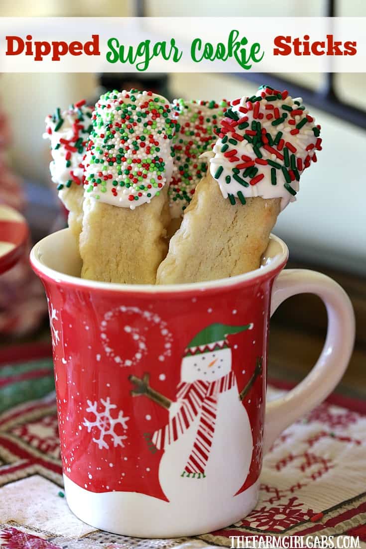 Dipped Sugar Cookie Sticks are an easy holiday baking recipe.