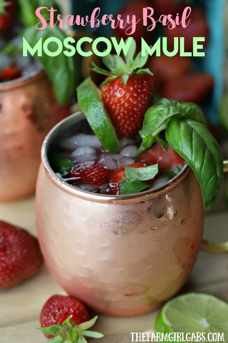 Toast the height of strawberry season with this refreshing Strawberry Basil Moscow Mule drink recipe.