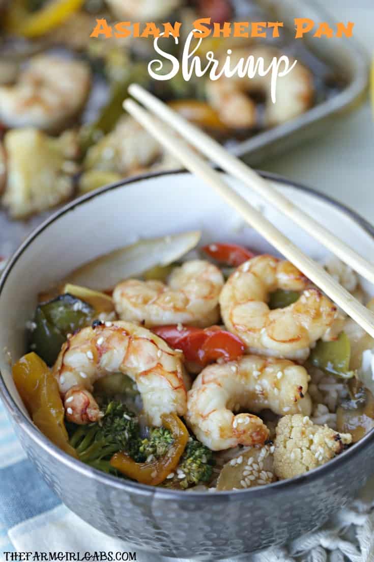 This quick and easy Asian Sheet Pan Shrimp dinner is perfect for Fish Fridays during the Lenten season. #wpseafood