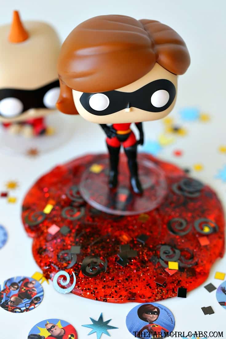 Our favorite Supers are BACK this summer with an all new movie. Make a batch of this fun Incredibles Elastigirl Slime to celebrate. And remember, no capes! #Slime #SlimeRecipe #DisneyCraft #Pixar #TheIncredibles #TheIncredibles2 #WaltDisneyWorld