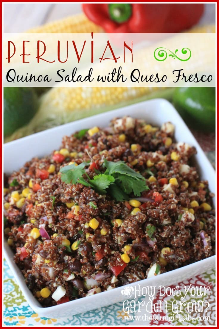 The healthy Peruvian Quinoa Salad with Queso Fresco is the perfect recipe for a weeknight side or to serve at a party. This salad recipe is a real winner.