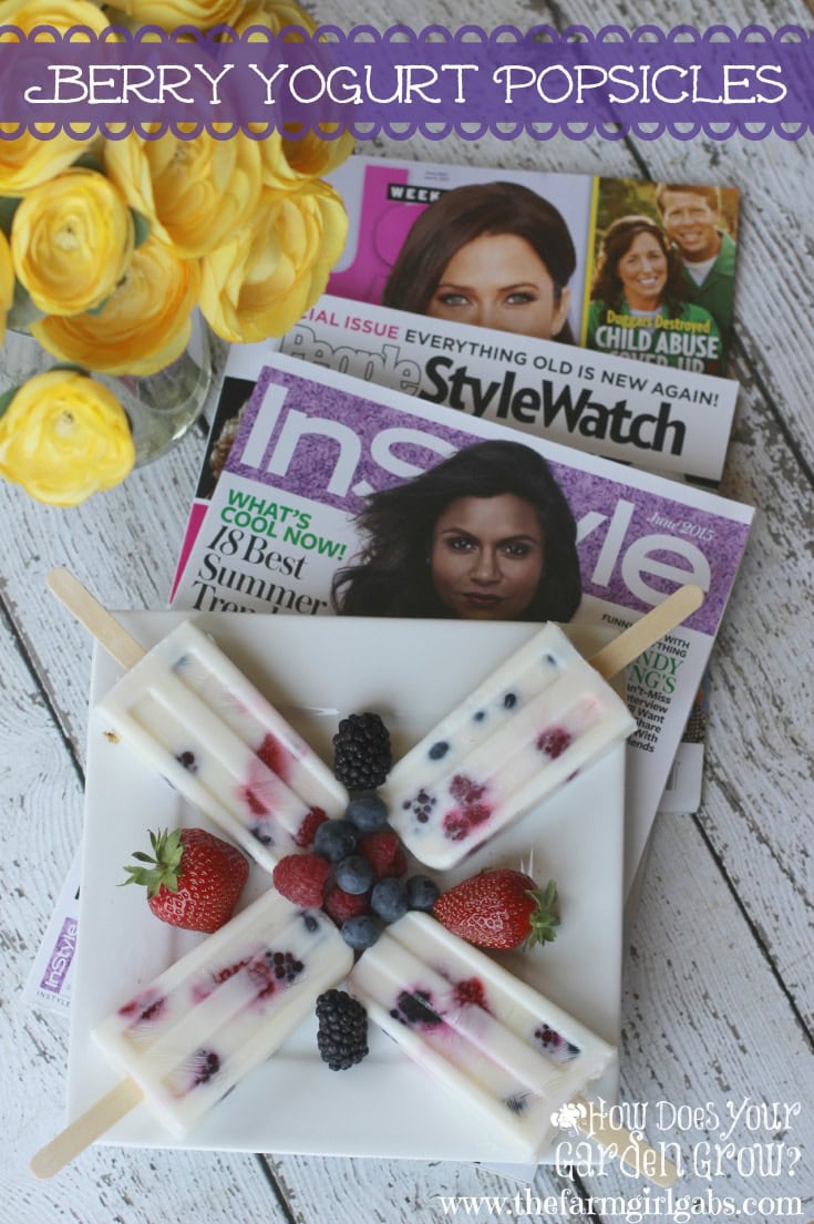 #AD I love to celebrate "me time" by catching up with my favorite magazines like  PEOPLE StyleWatch®, InStyle®, and Us Weekly® while enjoying these delicious Berry Yogurt Popsicles. This popsicle recipe is packed with berries and so easy to make. #pmedia #summer4me