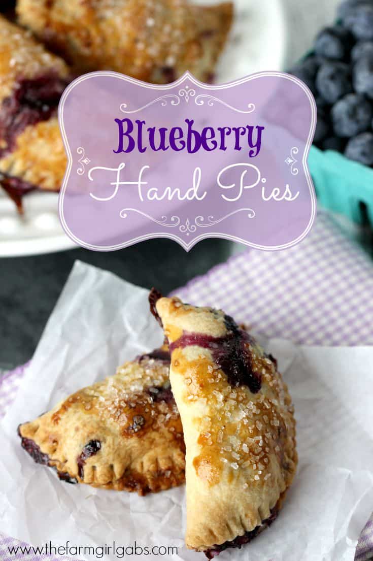 Blueberry Hand Pies are a delicious mini-pie dessert made with fresh blueberries. This easy recipe is the perfect snack. | www.thefarmgirlgabs.com