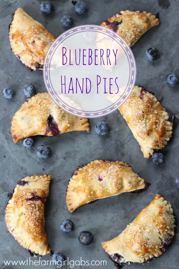 Blueberry Hand Pies are a delicious mini-pie dessert made with fresh blueberries. This easy recipe is the perfect snack. | www.thefarmgirlgabs.com